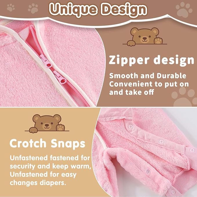 Fairy Baby Newborn Baby Bear Outfit Suit Thin Fleece Jumpsuit Romper Hooded Winter Clothes Snowsuit Coat Infant Girls Boys