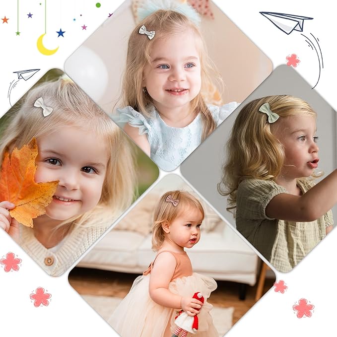 JESSCAT 22 Pcs Hair Clips for Girls with Bows Flower, Fully Lined Alligator Clips and Barrettes, Fabric Handmade Barrettes Hair Accessories for Girls Baby Infants Toddler Kids