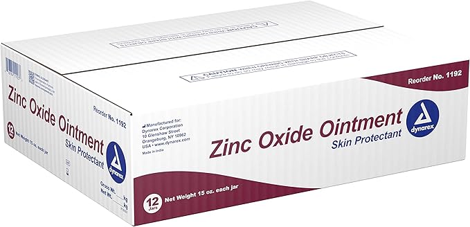 Dynarex Zinc Oxide Ointment, Soothes, Prevents, and Relieves Diaper Rash, Chaffed Skin, and Irritation, White, 1 Count - 15 oz. Jar of Ointment