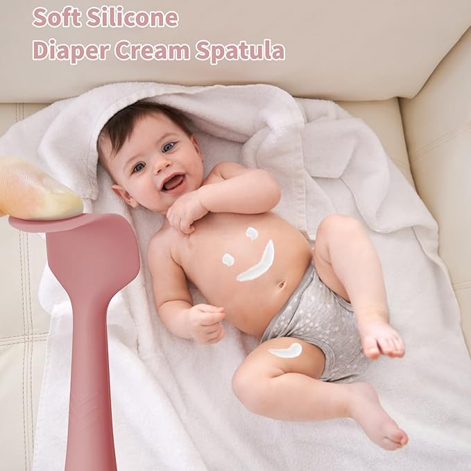 Diaper Cream Spatula Butt Spatula Baby Diaper Spatula, Soft Silicone Butt Paste Spatula Diaper Rash Cream Applicator Diaper Cream Brush with Suction Cup Base