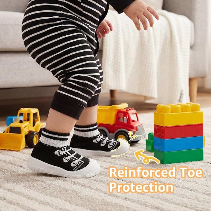 STQ Baby Socks Shoes Toddler Wide Toe Box Non-Slip Slippers Infant Walking Shoe Soft Baby Boys Girls Lightweight Sneakers