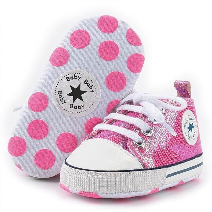 Unisex Baby Girls Boys Canvas High-top Shoes, Newborn Infant Anti-Slip Soft Sole Frist Walking Breathable Sneakers