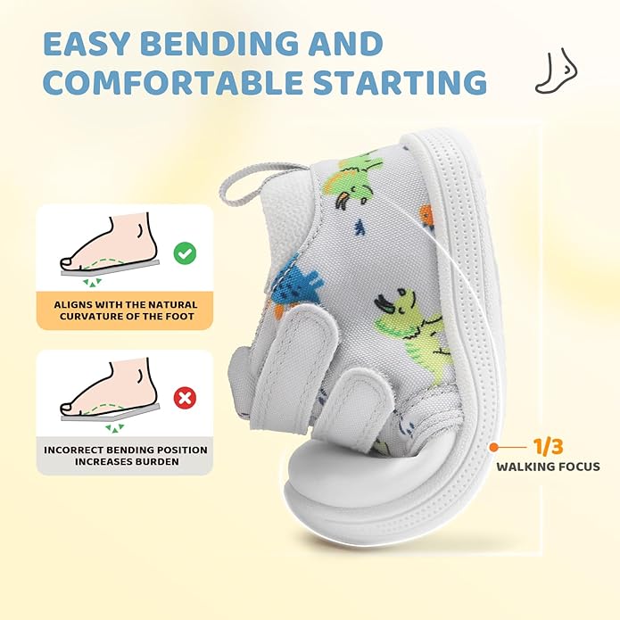 Baby First Walking Shoes Baby Girls Wide Barefoot Sneakers Lightweight Soft Toddler Shoe Non-Slip Ankle Support