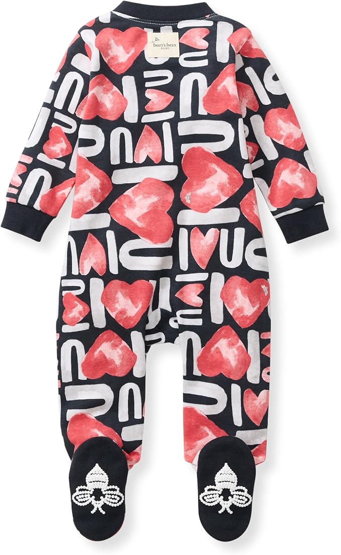 Burt's Bees Baby Boys Sleep and Play PJs, 100% Organic Cotton One-Piece Zip Front Romper Jumpsuit Pajamas