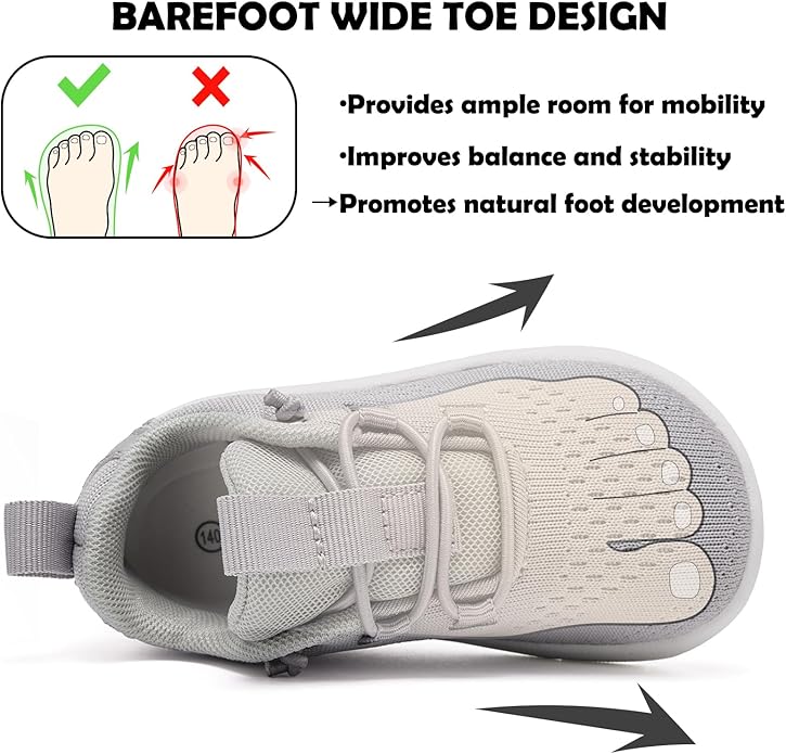 MORENDL Wide Toddler Shoes Baby Walking Shoes Girls Boys Zero Drop Minimalist Sneakers Slip On Tennis Shoe Breathable Naturally Flexible