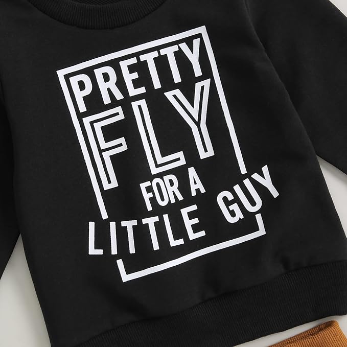 wdehow Toddler Baby Boy 2Pcs Outfits Letters Print Pullover Tops + Drawstring Pants Set Fall Winter Clothes