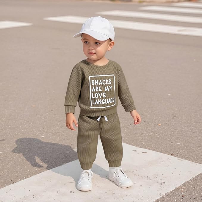 Infant Baby Boy Fall Clothes Set Funny Letter Sweatshirt Pant Outfit Toddler Winter Clothes 6 12 18 Months 2T 3T