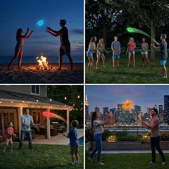 Wave Runner Glow in The Dark LED Football - Junior Size Waterproof Light Up Football, Type-C Rechargeable with Pump, Outdoor Sports Toy for Kids, Teens, and Adults