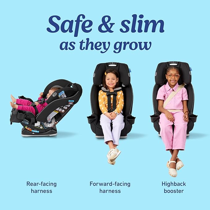 Graco Slimfit 3 in 1 Convertible Car Seat | Slim & Comfy Design Saves Space in Your Back Seat, Darcie
