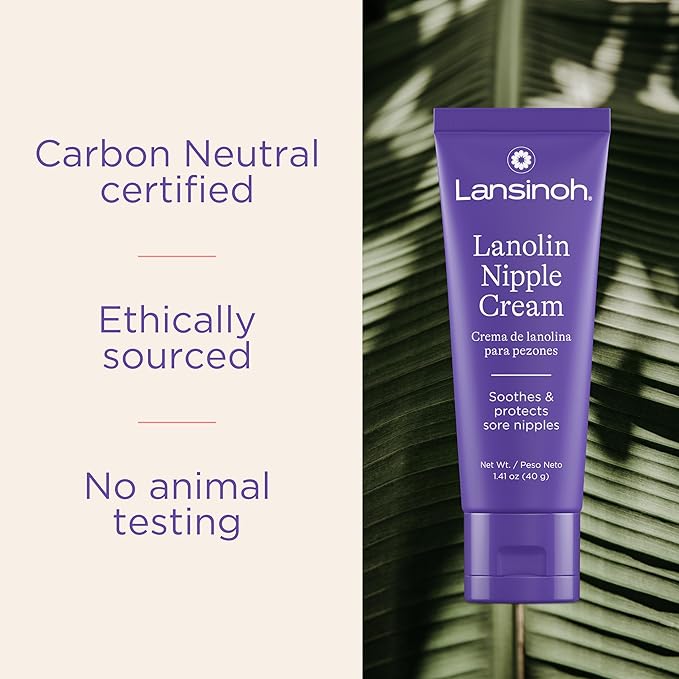 Lansinoh Lanolin Nipple Cream Safe for Breastfeeding Baby, 100% Natural Nipple Butter, Breastfeeding Essentials for Postpartum Moms, 1.41 Ounces