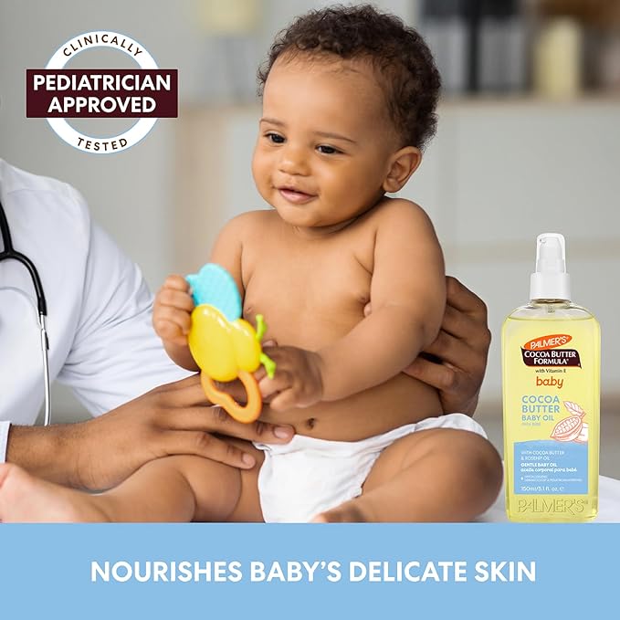 Palmer's Cocoa Butter Formula Gentle Baby Oil, 5.1 fl oz, Nourishing for Delicate Skin, Vitamin E Baby Essentials (Pack of 2)