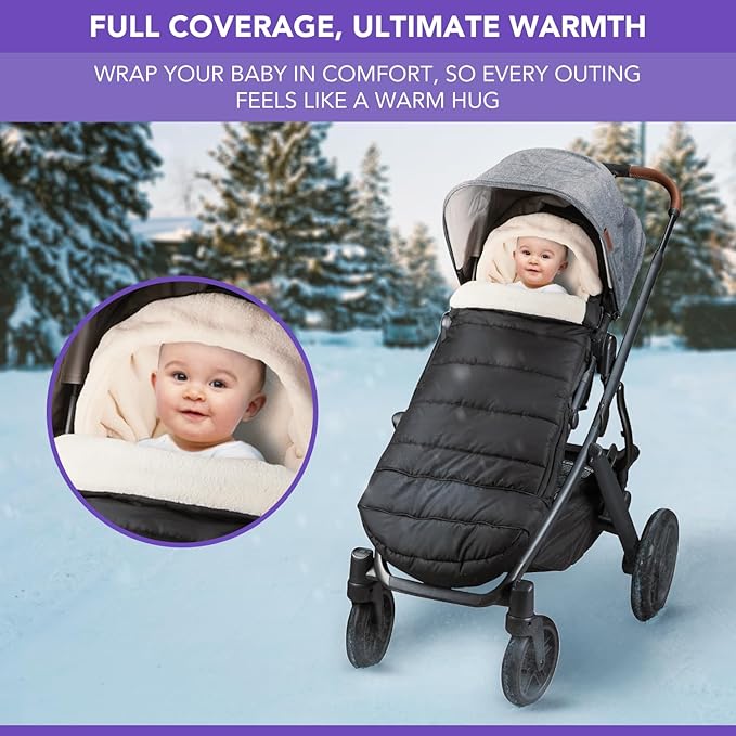 Bunting Bag for UPPAbaby Vista, V2, V3, Cruz, V2, V3 RumbleSeat, V2, V3 Ridge, Minu Strollers, Warm and ultra-plush Waterproof Stroller Footmuff, Extendable winter stroller cover, sleeping bag