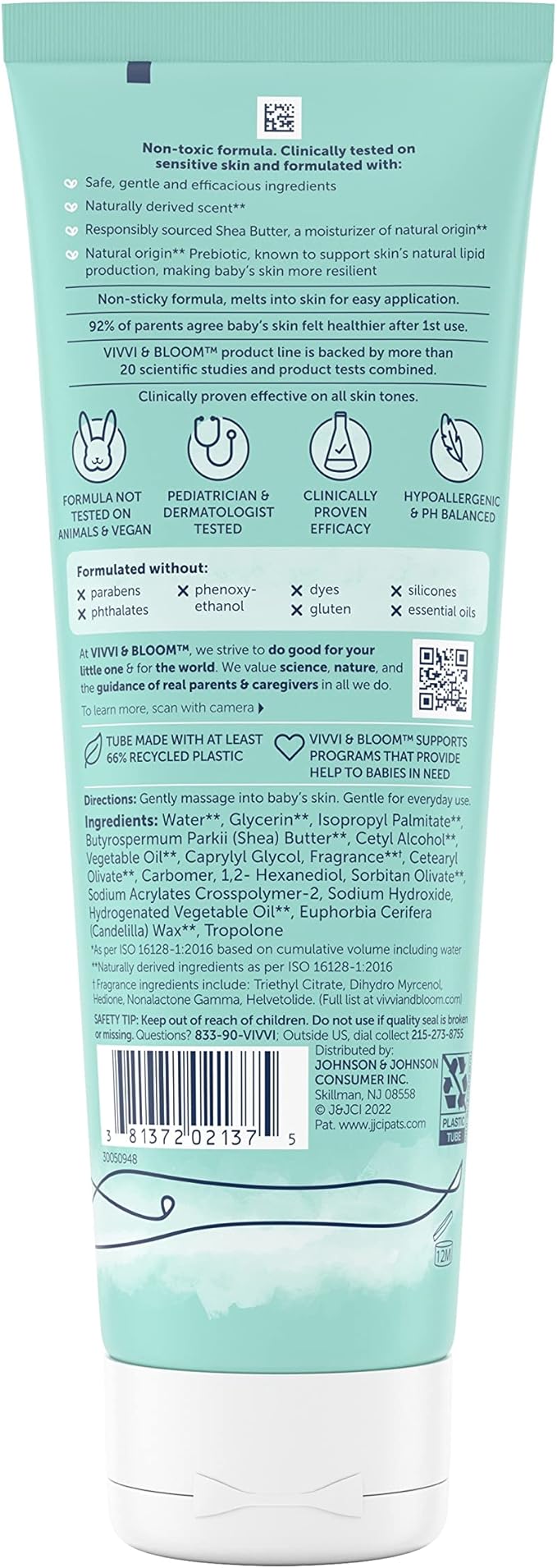 Vivvi & Bloom Gentle 2-in-1 Baby Lotion, Face and Body, for Delicate & Sensitive Baby Skin, Hypoallergenic Lotion Natural Scent, 8.5 oz (Pack of 1)