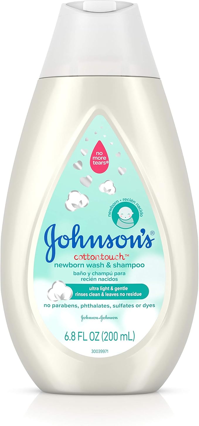Johnson's CottonTouch Newborn Baby Wash & Shampoo, Made with Real Cotton, 6.8 fl. oz