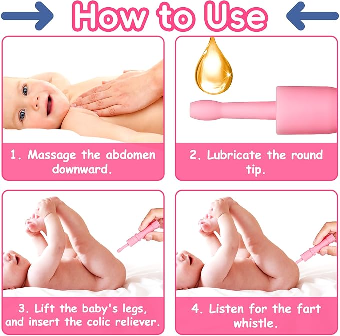 Gas and Colic Reliever for Babies, Baby Gas Colic Relief, Natural Solution for Baby Colic and Gas Relief, 100% Safe & Effective Instant Constipation Relief for Babies, 20 Count (Pink)
