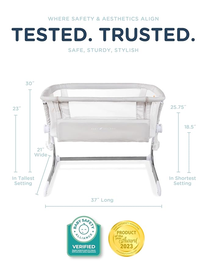 Baby Delight Beside Me Dreamer Bassinet | Bedside Sleeper | 6-Position Height Adjustment | Driftwood Grey
