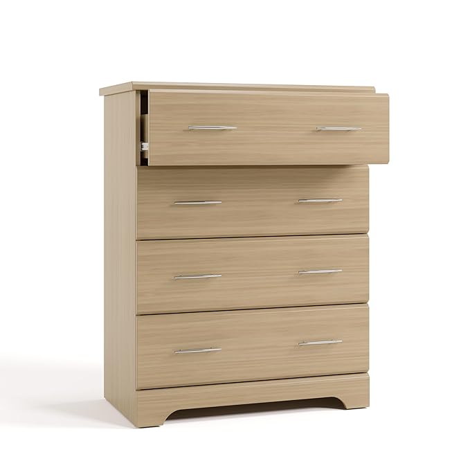 Storkcraft Brookside 4 Drawer Dresser (Driftwood) – GREENGUARD Gold Certified, Nursery Dresser for Kids Bedroom, Chest of Drawers