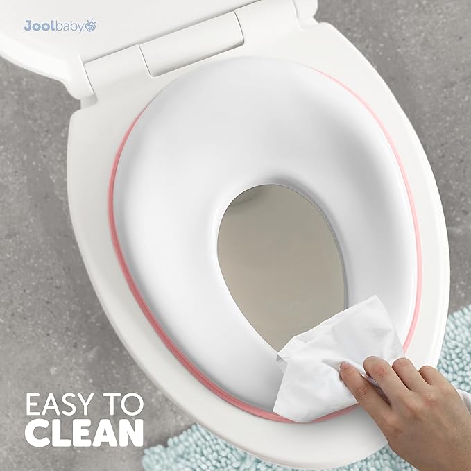Jool Baby Potty Training Seat for Boys and Girls, Fits Round & Oval Toilets, Non-Slip with Splash Guard, Includes Free Storage Hook (Pink)