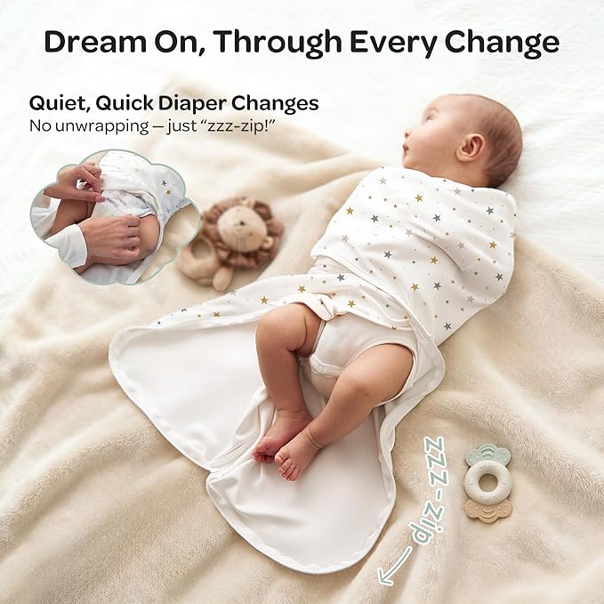 Momcozy Swaddles for Newborns, Quiet Fastener Suitable for Infant 0-3 Months, New-Parent-Friendly Swaddle Sack, Reduce Startle Reflex, Newborn Boys Girls Registry Essentials, 2-Pack, Wonder