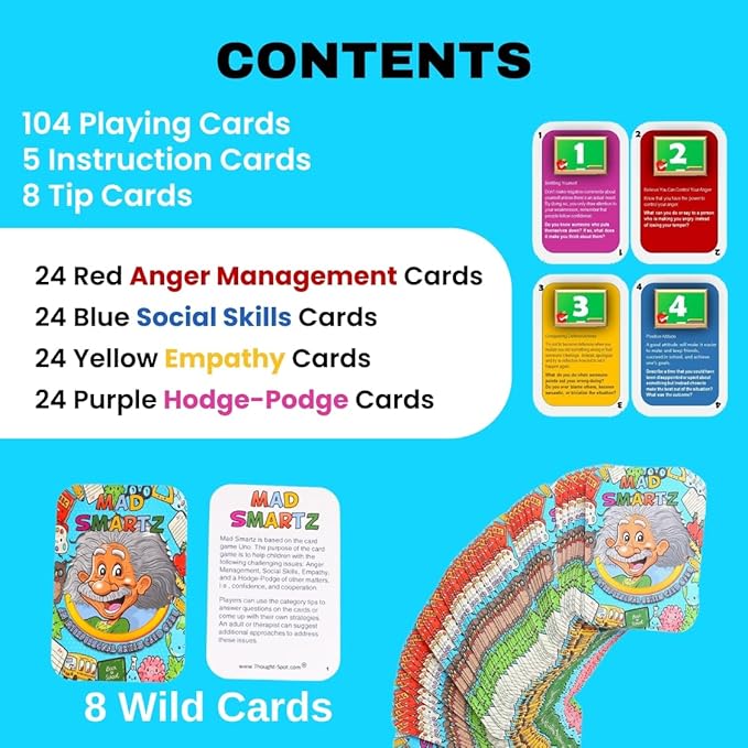 Thought-Spot Mad Smartz Anger Management & Social Skills Game for Kids & Teens | Impulse Control & CBT Tool for Emotional Regulation | for Home, School, or Therapy | Autism & ADHD Must-Have