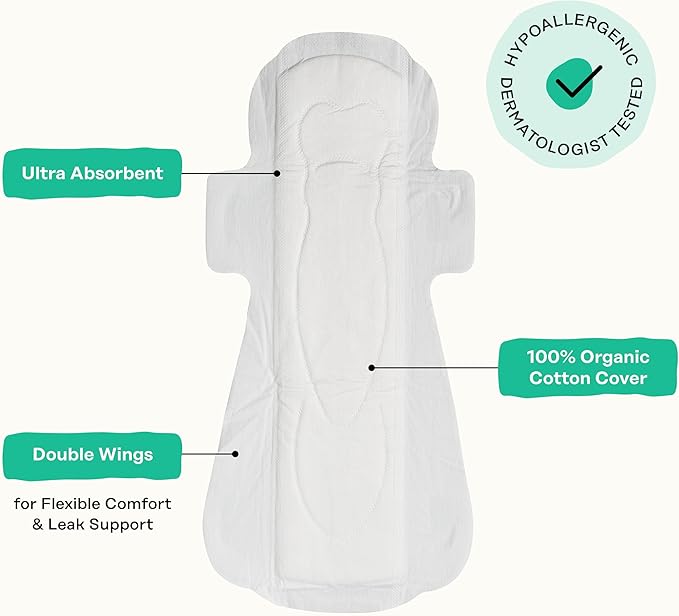 The Honey Pot Company - 48ct - Herbal Postpartum Pads w/Wings - Infused w/Essential Oils for Cooling Effect, Organic Cotton Cover, & Ultra-Absorbent - Feminine Care