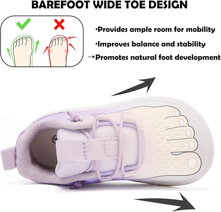 MORENDL Wide Toddler Shoes Baby Walking Shoes Girls Boys Zero Drop Minimalist Sneakers Slip On Tennis Shoe Breathable Naturally Flexible