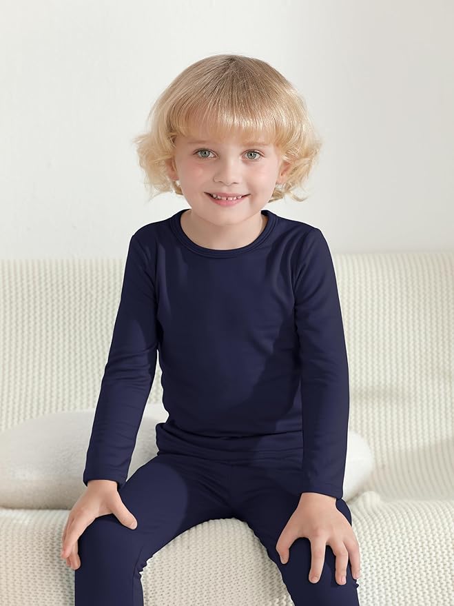 VZV 2T-6Y Toddler Thermal Set Thermal Underwear for Kids Fleece Lined Toddler Base Layer Long Johns for Kids Boys Girls