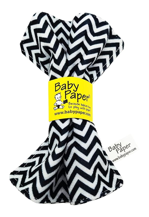 Original Baby Paper - Crinkle Teether and Sensory Toy for Babies and Infants | Black and White Zig Zag | Non-Toxic, Washable | Great for Baby Showers