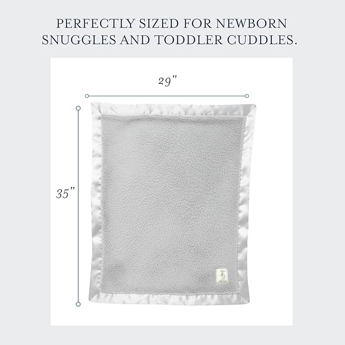 Little Giraffe Chenille Baby Blanket – 29x35” Soft Chenille with Satin Trim, Silver | Ultra-Soft, Gentle & Safe, Lightweight & Breathable for Newborns & Toddlers