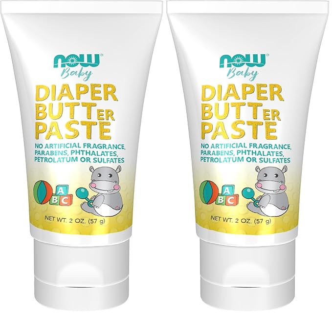 NOW Foods Baby, Diaper Butter Paste, Fragrance Free, No Artificial Fragrance, Parabens, Phthalates, or Petrolatum, 2-Ounce (Pack of 2)