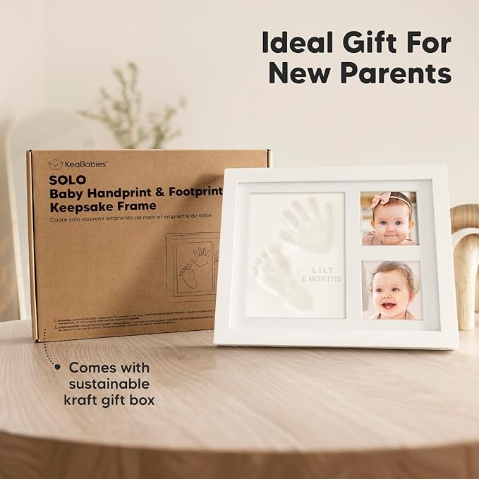 Baby Hand and Footprint Kit - Quick Dry Clay Baby Footprint Kit, Pets Paw, Newborn Keepsake Picture Frame for Boys,Girls,Personalized New Mom Gifts for Shower & Registry,Grandparents(Vintage White)