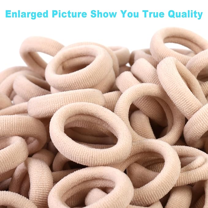 300PCS Blonde Girls Hair Ties, Seamless Toddler Hair Bands No Damage, Cotton Small Hair Ponytail Holders and Mini Kids Elastic Holders No Crease, Blond (Diameter 0.97 Inch) by NSpring