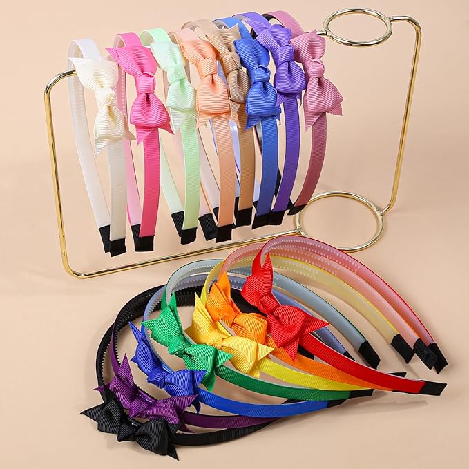 XIMA Baby Girls Headbands with Bows,Cute Ribbon Hair Bows Head Band for Teens Toddlers Kids Children Pack of 15-B