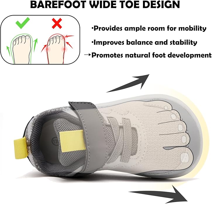 MORENDL Wide Toddler Shoes Baby Walking Shoes Boys & Girls Barefoot Sneakers Zero Drop Comfort Tennis Running Outdoor Activities
