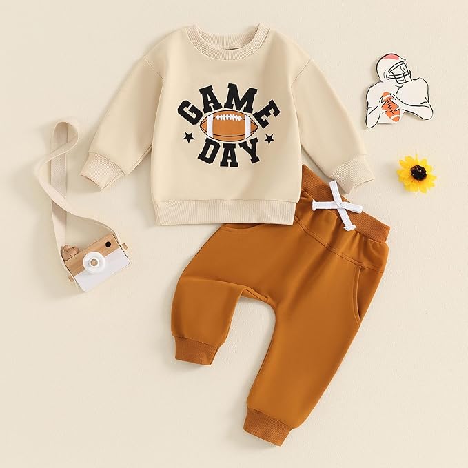 Baby Boy Fall Clothes Set Long Sleeve Letter Print Sweatshirt Pants Toddler Infant Outfits 6 12 18 24 Months 2T
