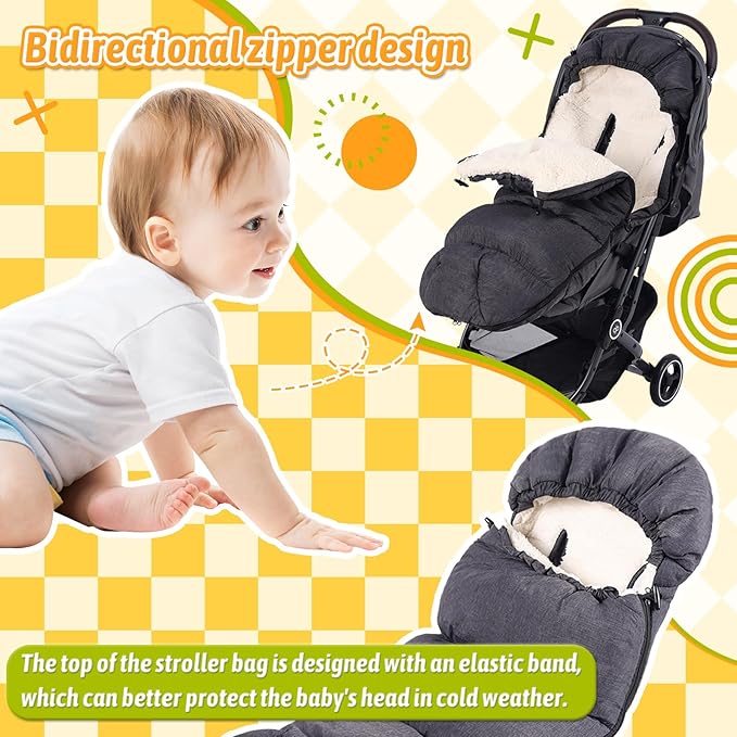 Waterproof &Thicken Universal Stroller Cover Winter,Stroller Footmuff Bunting Bag for Warm Strollers Muff,Stroller Accessories for Baby Sleeping Bag Winter Stroller Blanket
