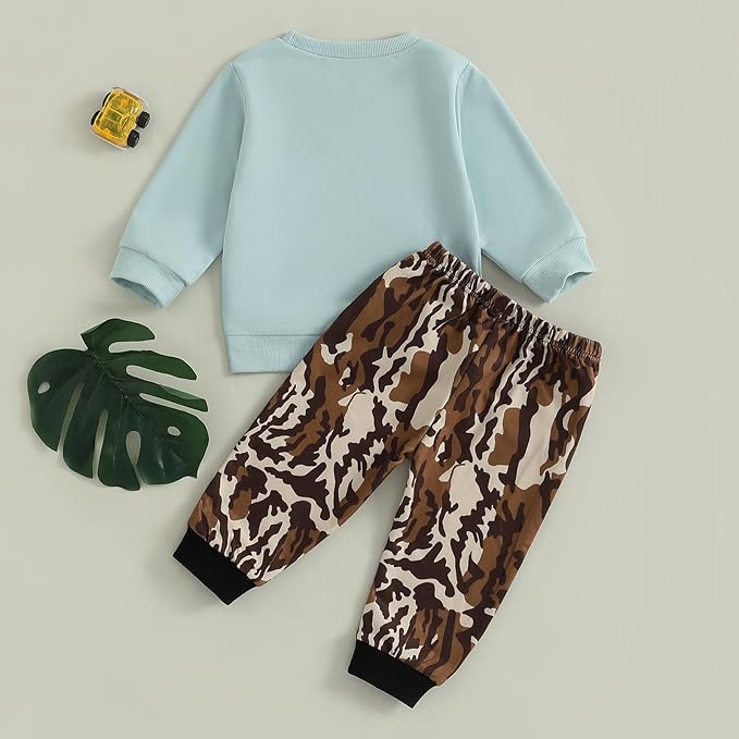 fhutpw Toddler Baby Boy Clothes Funny Letter Long Sleeve Sweatshirt Pullover Top Jogger Pants Fall Winter Outfits