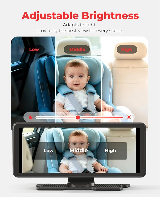 BM5PRO Double Car Camera for 2 Baby，7.2" 1080P Split Screen with IR Night Vision, Real-Time Monitoring Baby Car Camera,Easy Install, Family Travel Companion for Kids & Pets