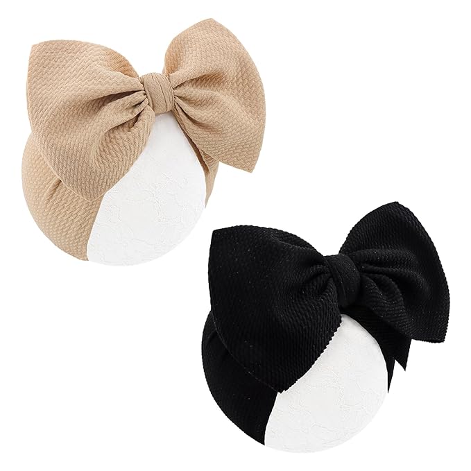 Super Durable Soft Knot Headbands with Hair Bows Infant Toddlers Kids Hair Accessories Beige Black Headband for Newborn Baby Girls