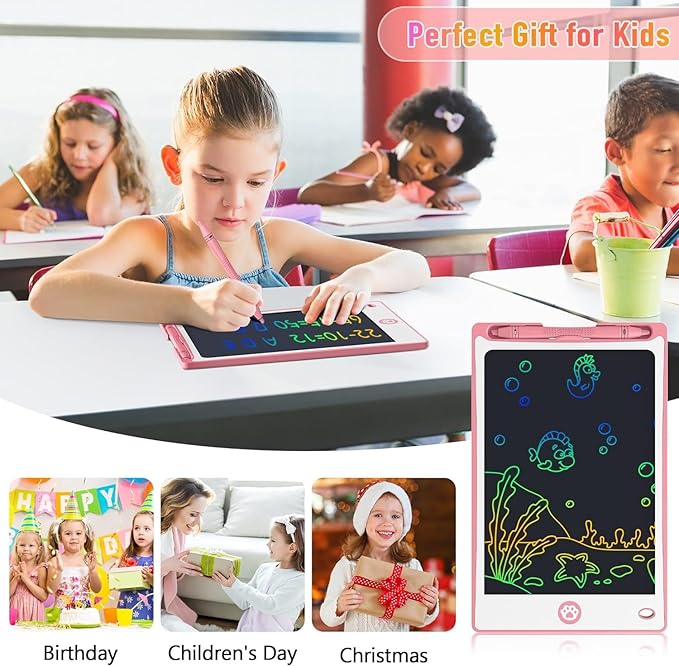 Hockvill LCD Writing Tablet for Kids 8.8 Inch, Toys for Girls Boys Drawing Pad for 3 4 5 6 7 Year Old Kids Toys, Children’s Day Gift Valentines Gift for Kids Toddler Doodle Board Travel Essentials