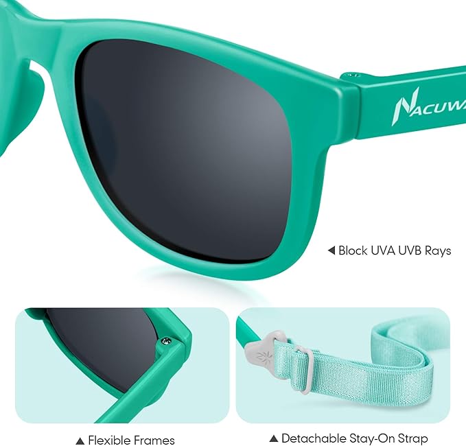 Baby Sunglasses - 100% UV Proof Sunglasses for Baby, Toddler, Kids - Ages 0-2 Years - Case and Pouch included