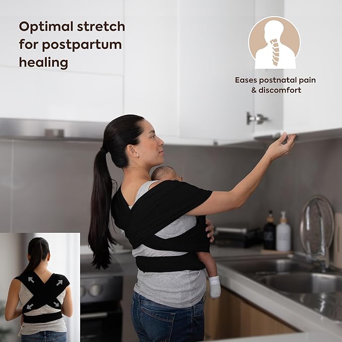 ELDOMA Black Baby Wrap Carrier - Lightweight, Breathable Baby Sling, Hands Free Baby Carrier Sling, Baby Carriers from Newborn to Toddler, (7-35 lbs / 3-15kg)