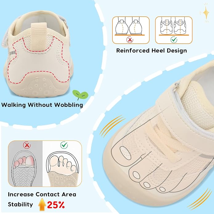 Scurtain Baby Shoes Boy Girl First Walking Shoe Infant Crib Breathable Sneakers Lightweight Barefoot Shoes for Babies