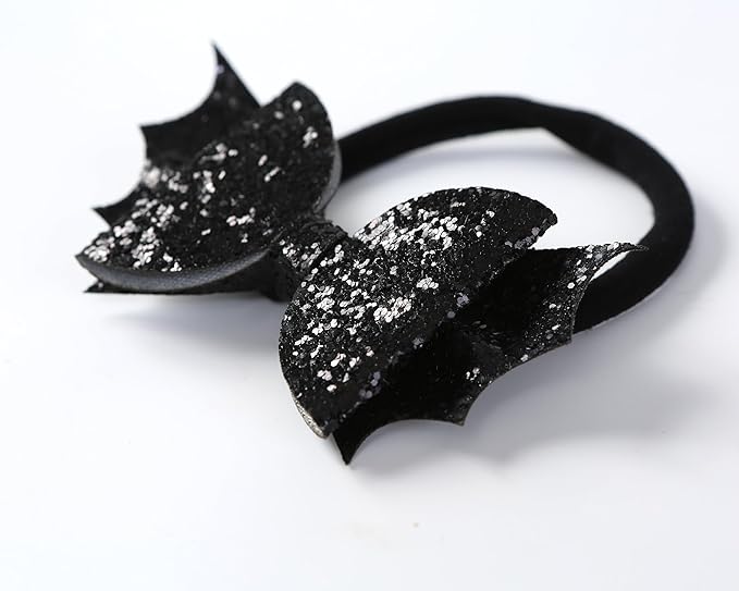 Fancheer Baby Girls Glitter Black Bat Bow Headband Infant Toddler Birthday Party Hair Accessories