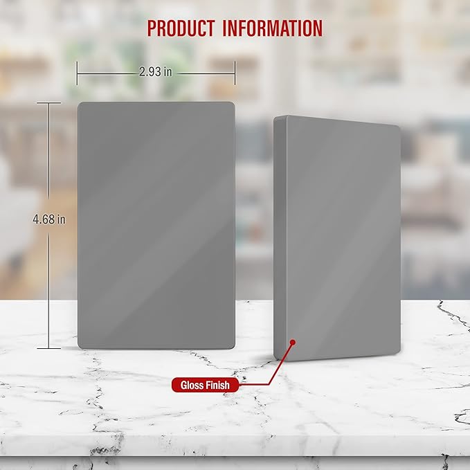 ENERLITES Screwless Blank Wall Plate, Child Safe Blank Device Outlet Cover, Standard Size, 1-Gang 4.68" x 2.93", Polycarbonate Thermoplastic, UL Listed, SI8801-GY, Glossy, Gray