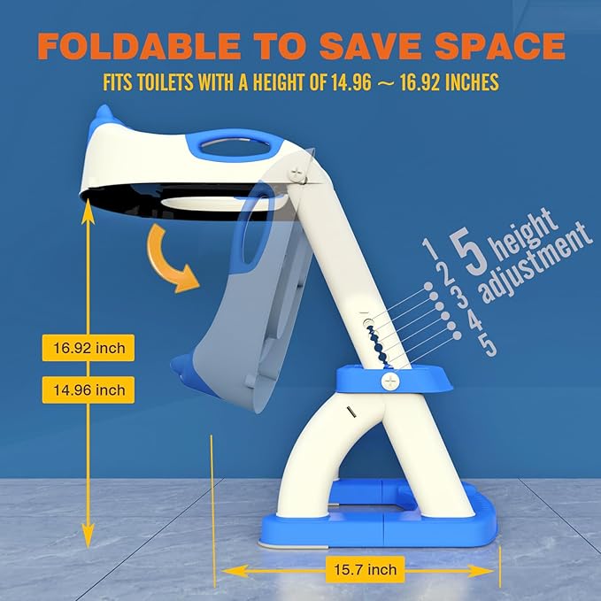 Potty Training Seat, SKYROKU Potty Training Toilet with Step Stool Ladder, for Kids Boys Girls Toddlers - Comfortable Safe Potty Seat with Anti-Slip Pads Ladder (8899+DarkBlue)