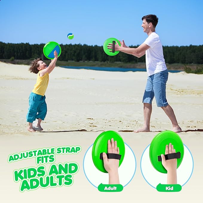 Toss and Catch Ball Set Upgraded - Beach Toys Outdoor Games Baseball Games - Sturdy & Water-Resistant Great for Pool Yard - Classic Gift for Toddlers Kids Boys Girls 3 4 5 6 7 8 9 10 11 12+ Years Old