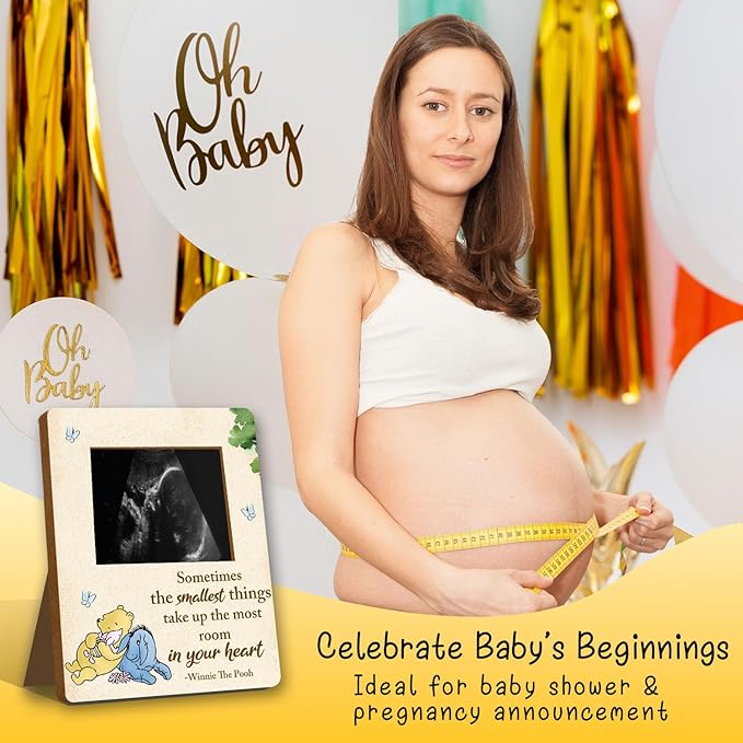 Winnie Pregnancy Milestone Keepsake - Ultrasound & Gender Reveal Decor - Baby Shower Sign & Party Gifts