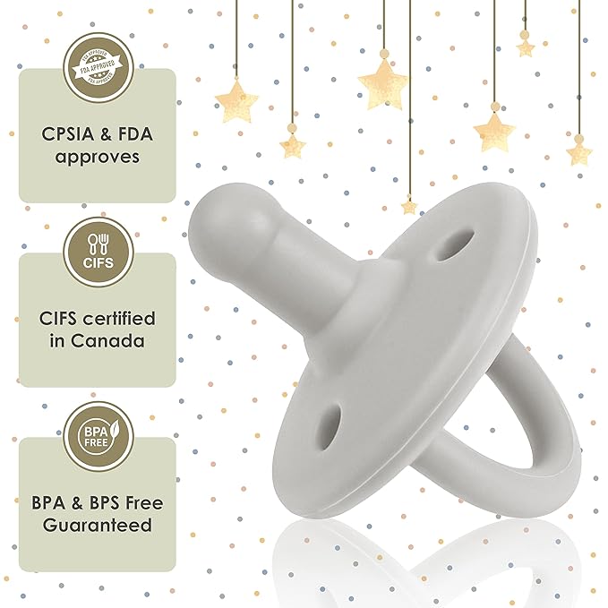 Sweet Child Pacifiers 0-18 Months, Set of 6 Ultra-Light Silicone Binkies with Collapsible Handle & 3 Air Holes for Added Safety, Best Newborn Pacifiers for Baby Boys Or Girls
