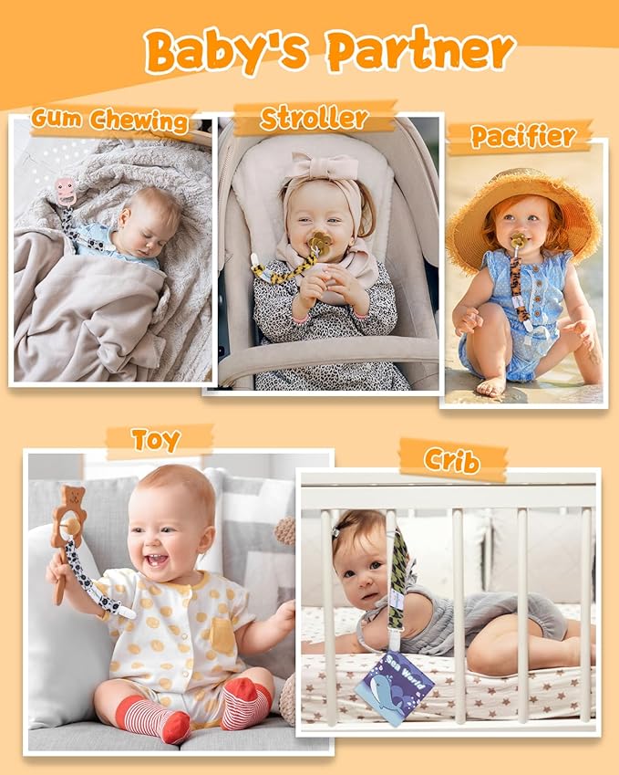 babygoal Baby Halloween Pacifier Clips 8 Pack, Pacifier Holder Clips Fits for Most Pacifier and Binkies 8PS32-B